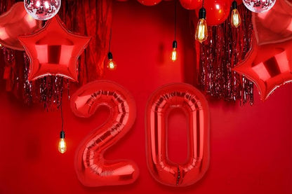 40 Inch Red Number Balloons 20 Mylar Foil 20th Birthday Party Decor 10 Pcs | - Image 5