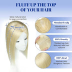 WORLDSTAR Human Hair Toppers for Women Real Human Hair No Bangs 6 * 7 Inch Base 12 Inch 55g #60 Platinum Blonde Hair Topper for Women with Thinning or Grey Roots (tp#60-12