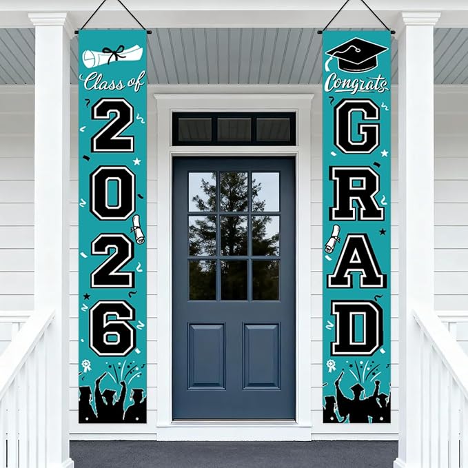 Graduation Banner Class of 2026, Teal Graduation Decorations 2026 Porch Banner - Image 5