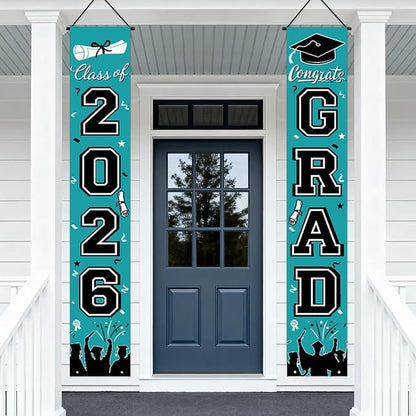 Graduation Banner Class of 2026, Teal Graduation Decorations 2026 Porch Banner - Image 5