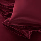 Aormenzy Satin Pillow Cases for Women King Size Set of 2, Burgundy Satin Pillowcase for Hair with Envelope Closure Silky Pillow Covers Wrinkle, Fade Resistant (20x40 Inches)