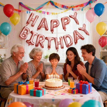 16" Happy Birthday Foil Letter Balloons Banner Set | Alphabet Balloons - Image 5