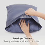 Bedsure Satin Pillowcases, Similar to Silk Pillow Cases Queen Size Set of 2, Pillow Case for Sleeping Women with Envelope Closure, Gifts for Women Men, Blue Granite, 20x30 Inches, 2pcs