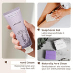 Natural Amor Handmade Spa Gift Set 6 pcs– Includes Citrus Bath Bomb, Lavender Hand Cream, Soap, Bath Salt, Candle – Relaxing Self-Care Kit for Women