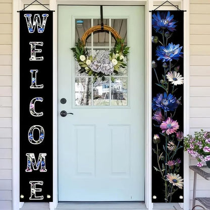 BlissYard 2pcs Welcome Summer Door Banner Colorful Daisy Porch Banners Sign - Image 2