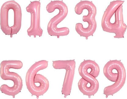 2 Set 20 Pcs Number Balloons 16 Inch Pink 0-9 Number Mylar Foil Balloons Pink by Unknown