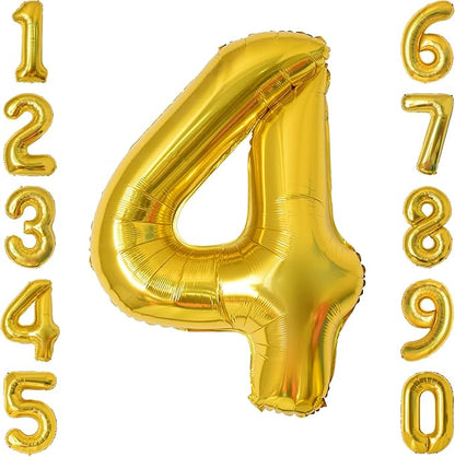 Gold Number 4 Balloon 40 Inch, Foil Decor by Unknown