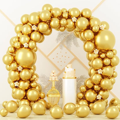 Voircoloria 90pcs Metallic Gold Balloons Garland Arch Kit, 18 12 10 5 Inch | by Voircoloria