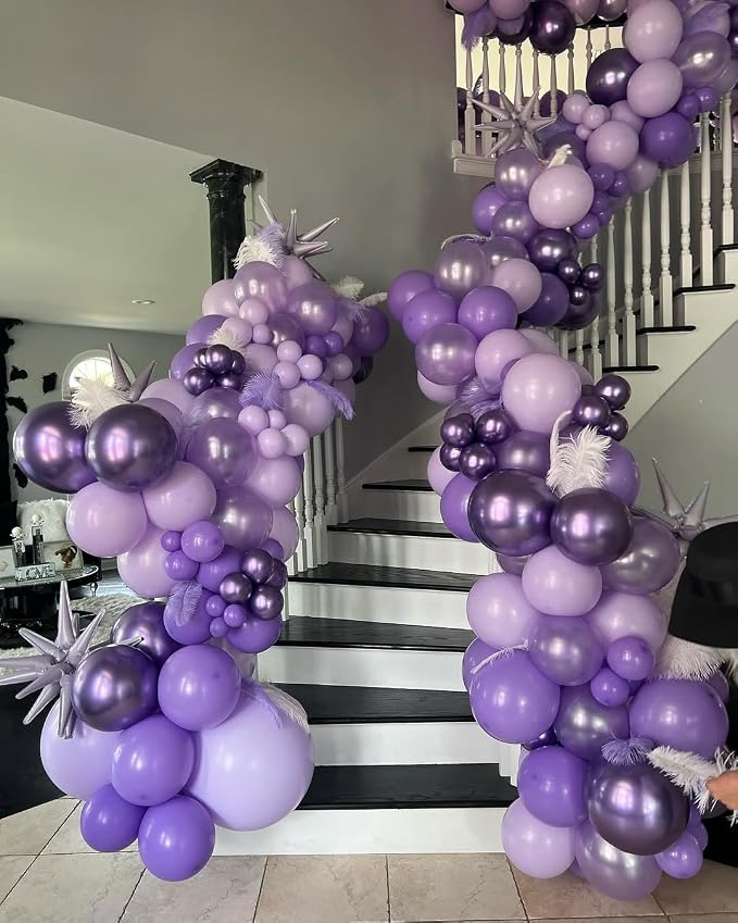 KBZVNAF Purple Latex Balloon Set 60 Packs 12 Inch | Metallic Chrome Purple - Image 5