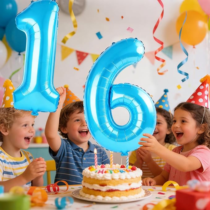 40 Inch Number 16 Balloons for 16th Birthday Party Decorations, 0-100 Jewelry - Image 2
