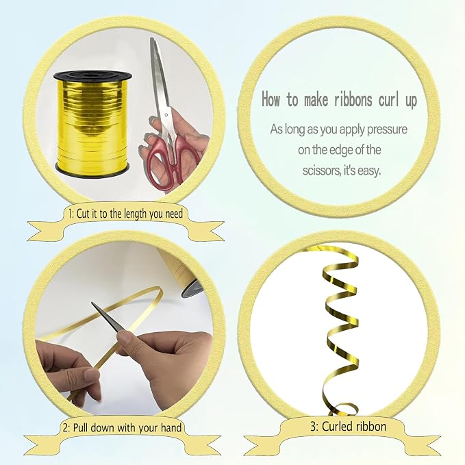 500 Yards Curling Ribbon, 1/5 Inch Shiny Gold Ribbon, Balloon String, Party - Image 3