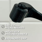 The Beard Club Derma Roller for Face, Body and Scalp - Microneedling for Men and Women with 540 Titanium Microneedles - Beard Roller & Micro Needling Scalp Hair - Silver & Black