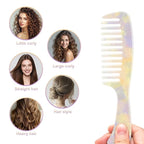 Large Wide Tooth Hair Comb 7.3 in, LADYAMZ [Tortoise Shell] Cellulose Acetate Round Tooth Comb for Straight/Curly Hair,Short/Long Hair Women Men or Kids, Easy Detangling Wet or Dry, Anti-static