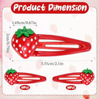 20 Pcs Red Metal Snap Fruit Hair Clips, Cute Strawberry Hair Accessories, Alligator Hairs Clips Red Metal Fruit for Girls, Women, Kids