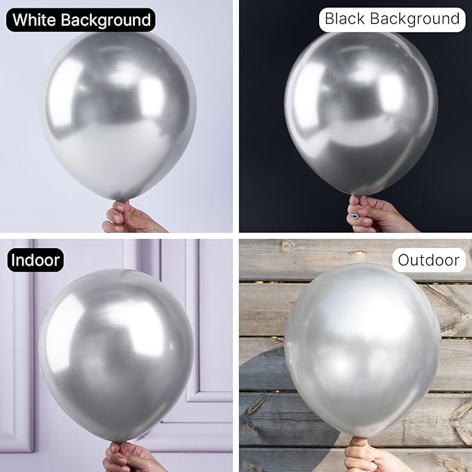 PartyWoo Silver Balloons 50pcs Latex Helium Balloons 12 Inch | Birthday Wedding - Image 2