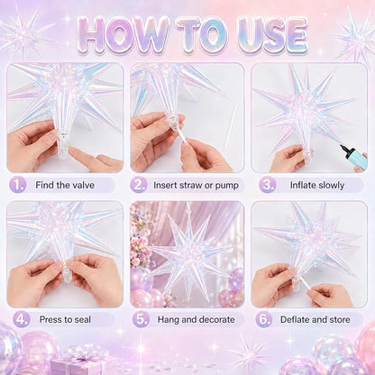 Iridescent Star Balloons, Baby Shower, Engagement and Anniversary Decorations - Image 4