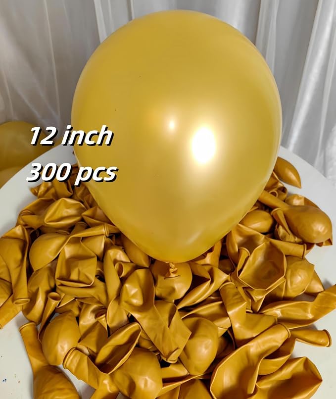 300 Pack Gold Balloons 12 Inch Pearlescent Golden Latex Party Balloon Bulk - Image 2