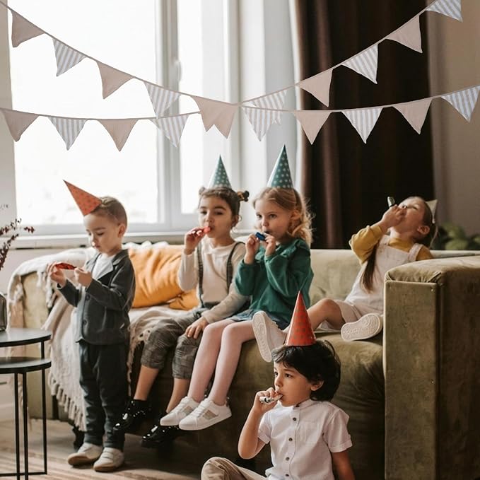 2Pcs Triangle Bunting Flag No-DIY Cotton Fabric Garland Reusable Party Banner - Image 7