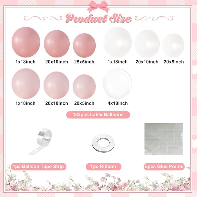 Pink Balloon Arch Kit for Baby Shower Bridal Shower Birthday Decorations | - Image 3