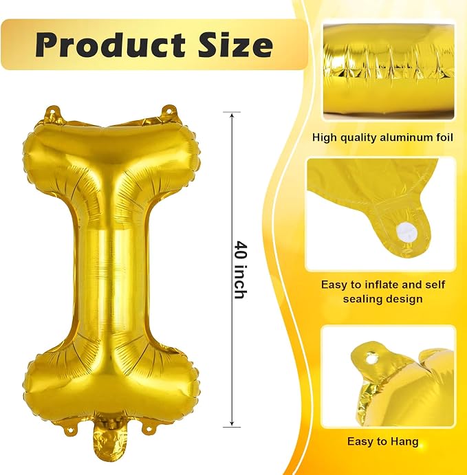 Gold Letter I Balloons, 40 Inch Large Foil Letter Balloons, Custom Phrase - Image 2