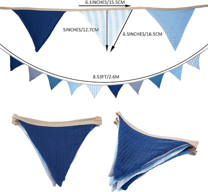 2Pcs Triangle Bunting Flag No-DIY Cotton Fabric Garland Reusable Party Banner - Image 5