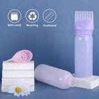 Pimoys Root Comb Applicator Bottle 6 Ounce, Oil Applicator for Hair Dye, Hair Oiling Bottle Brush with Graduated Scale, Purple