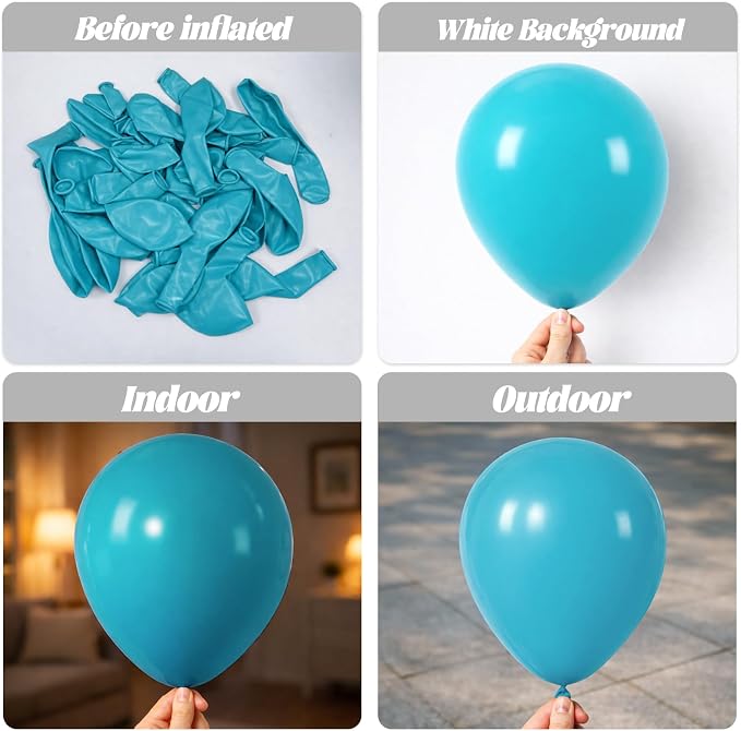 Voircoloria 130pcs Peacock Blue Balloons Garland Arch Kit, 18 12 10 5 Inch | - Image 3