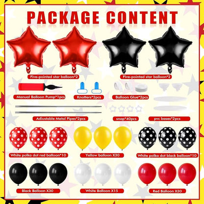 2 Set Adjustable Mouse Theme Birthday Balloon Column Stand Kit Polka Dot Red - Image 3
