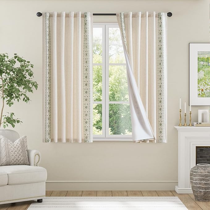 jinchan Floral Linen Curtains by JINCHAN