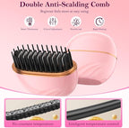 Mini Hair Straightener Brush, Rechargeable Portable Hair Straightener Brush, 3-Speed Temperature Control All Hair Types, Anti Scald Shell, Fast Heating Hot Comb, Idea for Travel Gift Hair Straightener