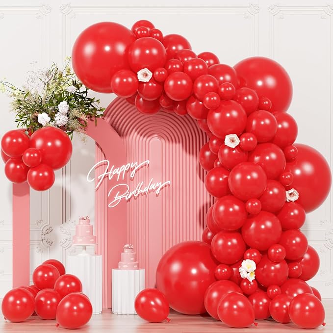 104pcs Red Balloon Garland Arch Kit Different Sizes 18/12/10/5 Inch | Red Latex by OWPFJG