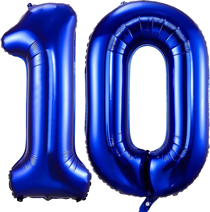 Navy Blue 10 Balloon Numbers, 40 Inch Dark Blue 10th Birthday Balloons Large by BBPOOL
