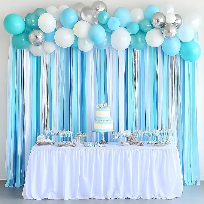 6 Light Blue Streamers, 492ft Pack of Crepe Paper Party Decorations | Each roll - Image 2