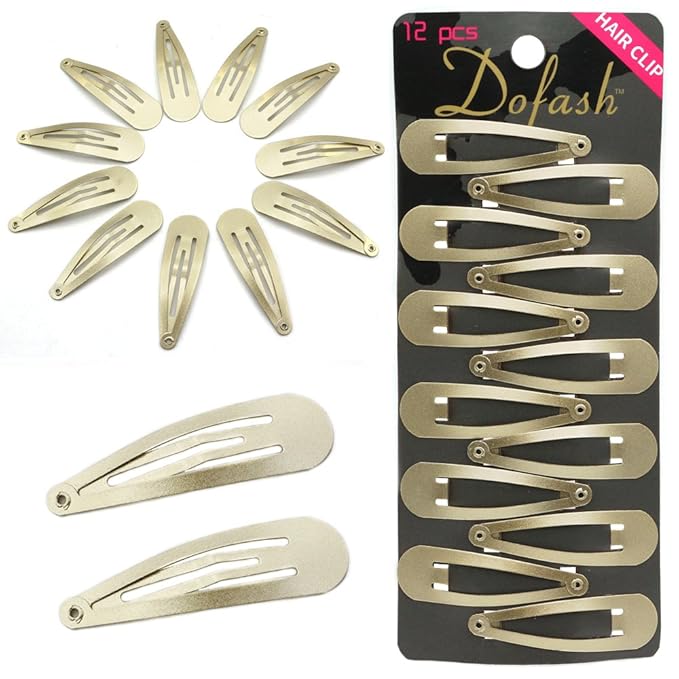 Dofash Snap Hair Clips Metal Grips 5CM/2 IN Barrettes for Thin Hair Basic Hair Accessories Hair Barrettes 12PCS (Blonde)