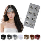 papasgix Grommet Headband for Women, Y2K Elastic Headband Wide Black Hair Band with Holes Metal Rock Style 2000s Hair Accessories (1, Light Grey)