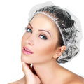 100PCS Larger Shower Caps Disposable, Thicker Waterproof Plastic Elastic Hair Bath Caps, Plastic Hair Caps for Women, Spa, Home Use, Hotel and Hair Salon, Portable Travel