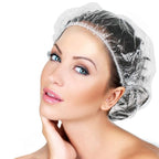 100PCS Larger Shower Caps Disposable, Thicker Waterproof Plastic Elastic Hair Bath Caps, Plastic Hair Caps for Women, Spa, Home Use, Hotel and Hair Salon, Portable Travel