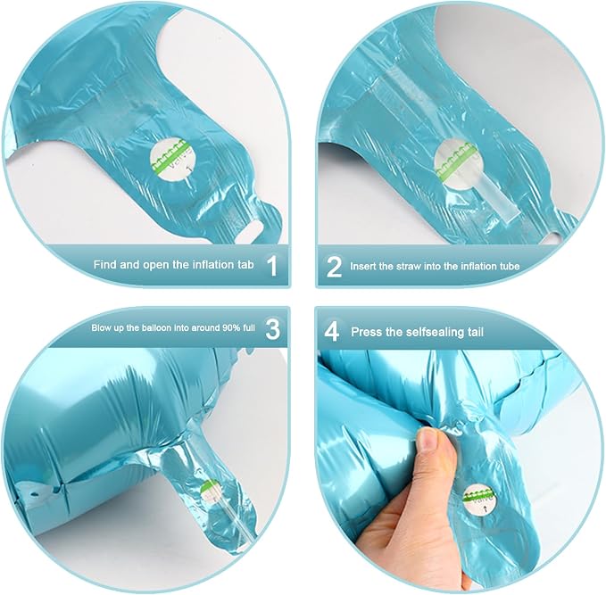 40 Inch Big Pearl Blue Number 2 Balloon Birthday Decoration, Number 2 Helium - Image 3
