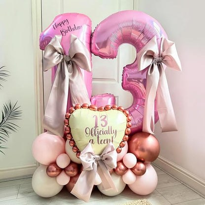 Pastel Pink 13 Balloon, Light Pink 13 Balloons Number, 40 Inch Helium Foil - Image 6