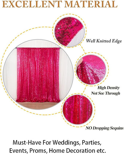 ShinyBeauty 10x10FT Fuchsia Sequin Backdrop - Image 4