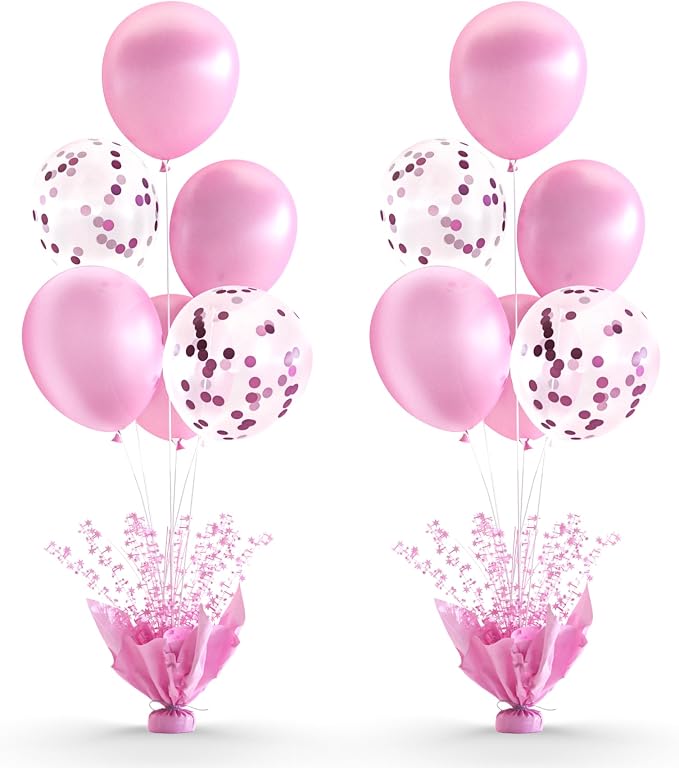 Pink Balloon Table Centerpiece Kit, 2 Sets Pink Balloon Stands by Besutolife