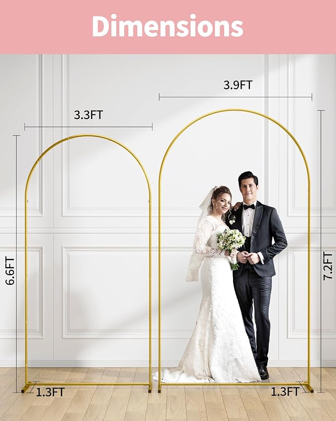 Pureegg Arch Backdrop Stand Set, 7.2 ft and 6.6 ft | Wedding, Baby Shower - Image 2