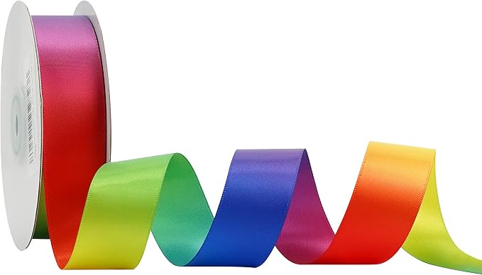 Satin Ribbon 1 inch Rainbow Ribbon Rainbow Satin Ribbons Neon Color Ribbons - Image 3