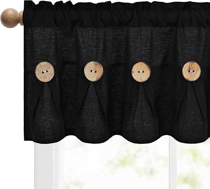 Farmhouse Valance Curtains, Boho Cotton Linen Kitchen Valance, Rod Pocket - Image 8