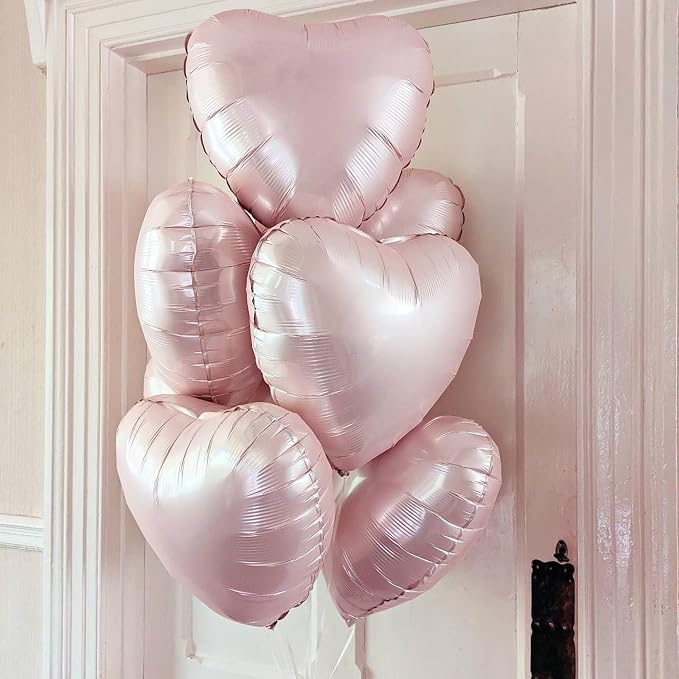 Baby Pink Heart Balloons, 18Inch Pastel Pink Helium Polyester Film Balloon - Image 5