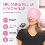 Migraine Relief Cap Ice Head Wrap Headache and Migraine Hat | Headache Relief with Hot/Cold Gel Head Ice Pack with Face and Eye Headache Mask Compress, Pink