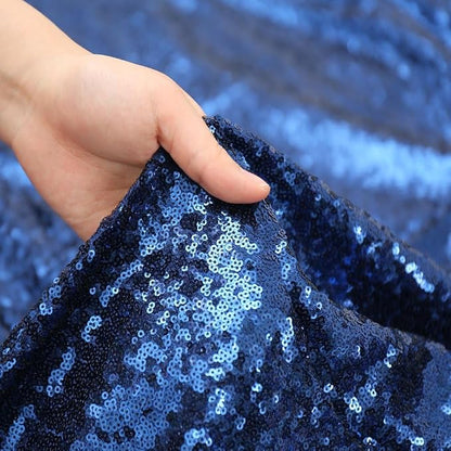 PartyDelight Navy Blue Sequin Backdrop Curtains 6x8ft | Sparkly 3mm sequins - Image 3