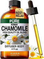 KUKKA Roman Chamomile Essential Oils - 4 Fl Oz - for Hair, Skin, Diffuser, Aromatherapy & DIY Soap Making Scent