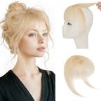 Hairro Clip On Bangs Human Hair Bangs Hair Clip In Bangs 3D 360°Cover Topper With Bangs Wispy Air Bangs Hair Pieces Fake Bangs For Women 8 Inches 10g #613 Light Blonde