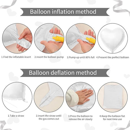 Biapian White Heart Balloons Helium, Brithday Party, Anniversary - Image 9